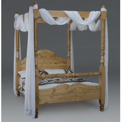 Solid Pine and Painted 4 Poster Bed