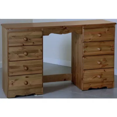 Solid Pine and Painted Twin Pedestal Dressing Table