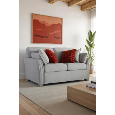 Natural Fabric Upholstered Standard Back 2 Seater Sofa