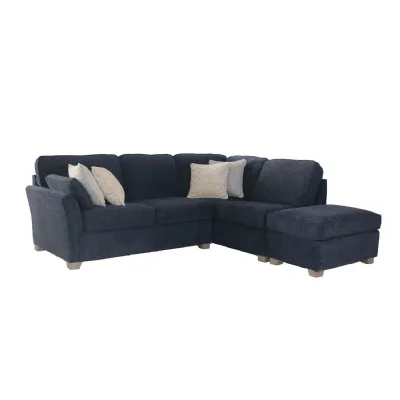 Navy Blue Fabric Right Hand Facing Corner Group Sofa