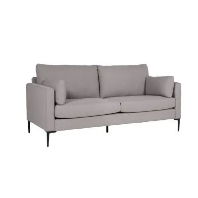 Grey Fabric 3 Seater Sofa with Bolster Cushions