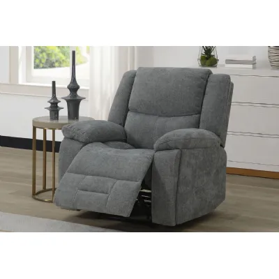 Grey Linen Fabric Manual Recliner Chair