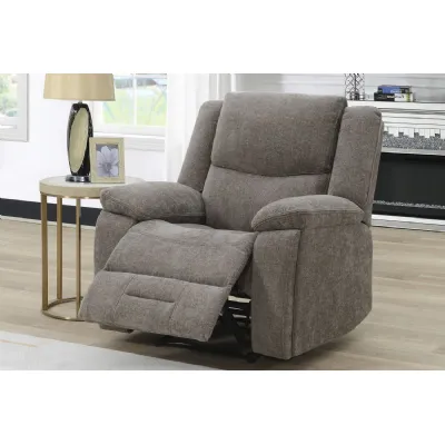 Mocha Linen Fabric Manual Recliner Chair