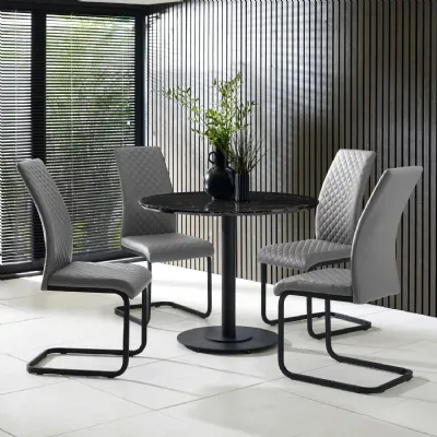 Set of 4 Xavier Grey Upholstered Cantilever Dining Chairs