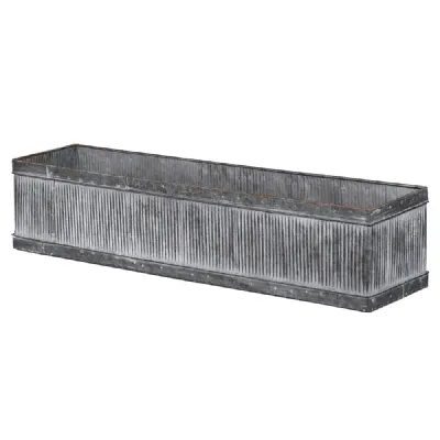 Long Ribbed Zinc Planter