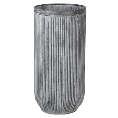Tall Ridged Zinc Finish Planter