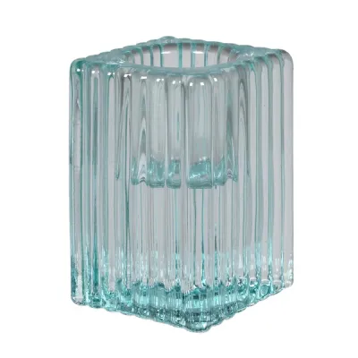 Aqua Cube Glass Candle Holder
