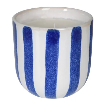 Blue & White Stripe Candle