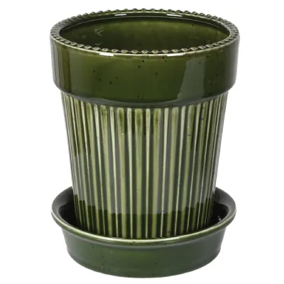Green Stripe Ceramic Planter