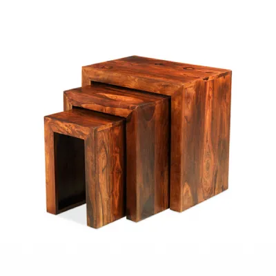 Modern Style Sheesham Wood Nest of 3 Tables