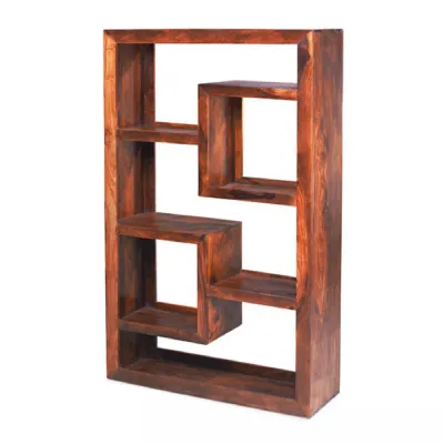 Traditional Sheesham Wood Combination Display Open Shelving Unit