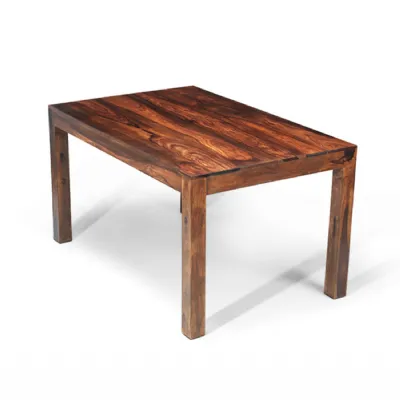 Modern Solid Sheesham Fixed Rectangular Top 4 Seater Small Dining Table