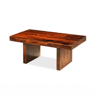 Modern Natural Sheesham Rectangular Block Coffee Table