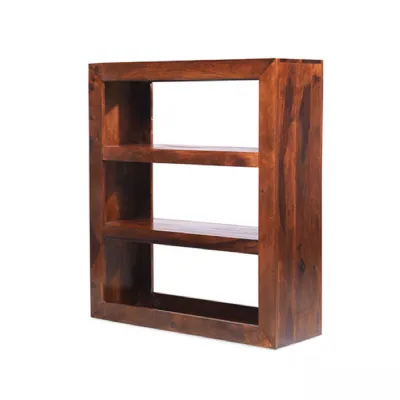 Traditional Dark Solid Sheesham Wood Small Multi Shelf Shelving Unit