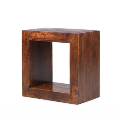 Traditional Sheesham Wood 1 Hole Cube Storage Unit with Open Design