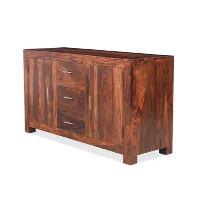 Modern Sheesham Wood 2 Door 3 Drawer Large Sideboard