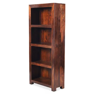 Traditional Style Dark Sheesham Wood Solid Open Bookcase