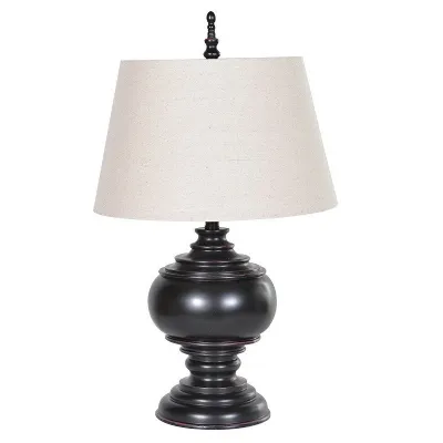 Temple Lamp Black With Beige Shade