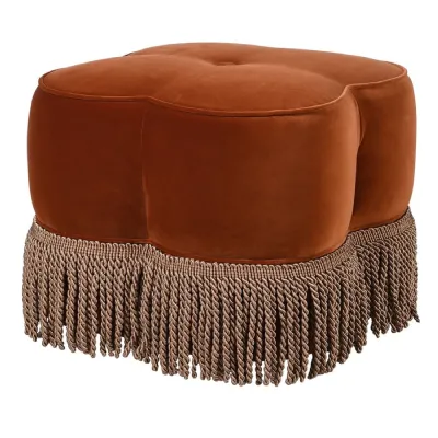 Fringed Burnt Orange Peggy Stool