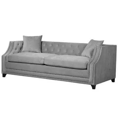 Grey Velvet Buttoned Sofa Bed