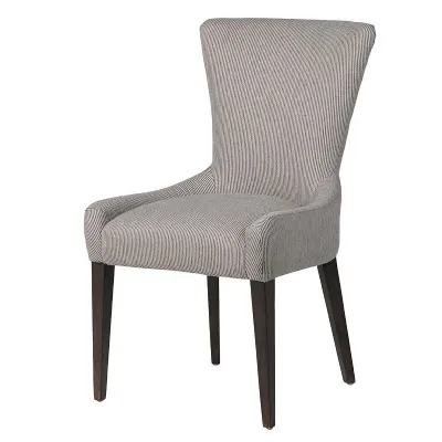 Modern Dark wood Grey Fabric Dining Chair