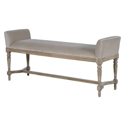 Period Style Distressed Fawn Velvet Bench