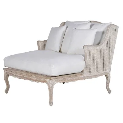 White Cotton Long Salon Chair