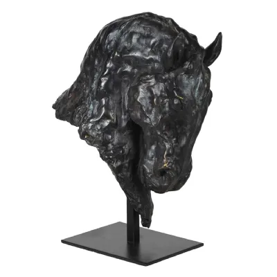 Black Horse Head On Plinth