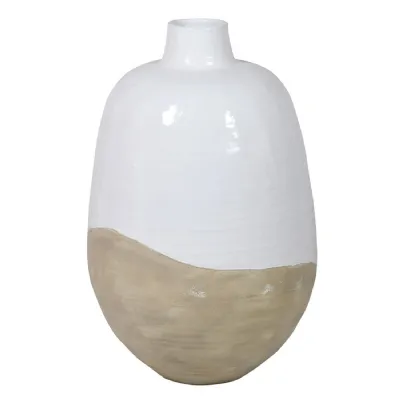 Large White and Grey Wave Vase