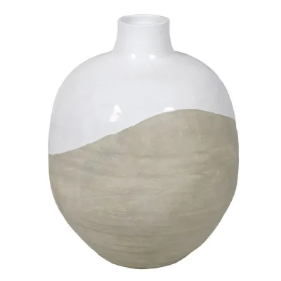 Small White and Grey Wave Vase