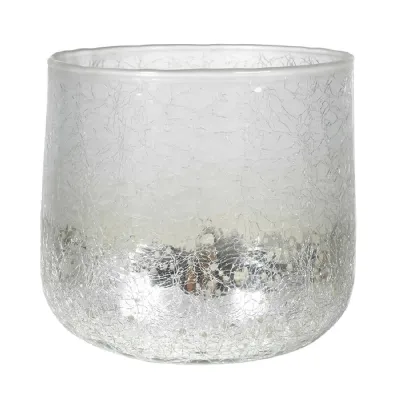 Crackled Silver Glass Votive