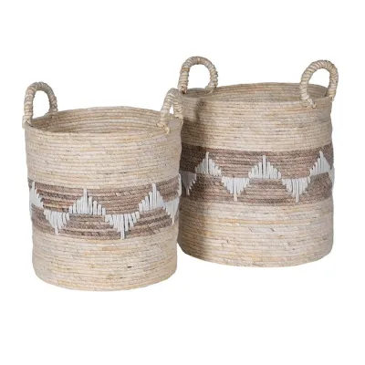 Set of 2 Ecru Maize Baskets