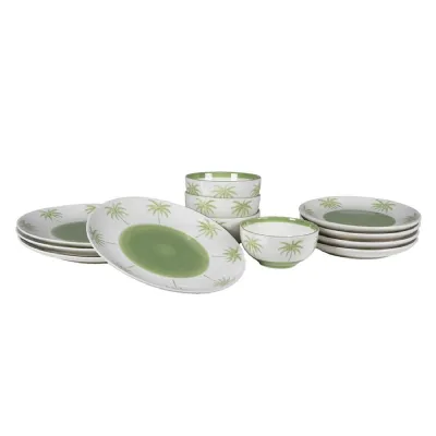 12 Pieces Sage Palm Dinner Set