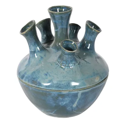 Blue Glaze Coral Lidded Jar