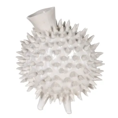 White Spikey Round Vase