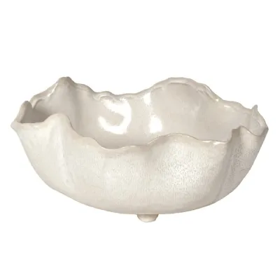Large White Wavy Bowl