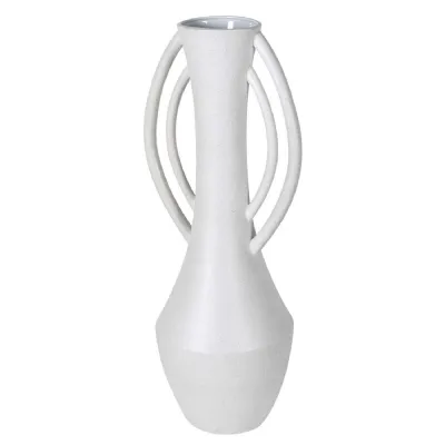 White Double Handled Tapered Vase
