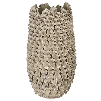Taupe Ceramic Leaf Vase