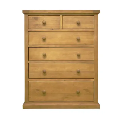 Natural Solid Pine Wood 2 Over 4 Chest of Drawers with Chunky Design