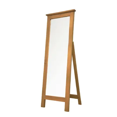 Modern Style Solid Pine Cheval Mirror with Light Oak Finish