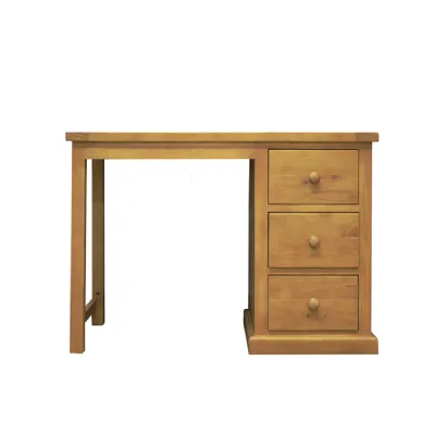 Traditional Natural Solid Pine 3 Drawer Single Pedestal Dressing Table