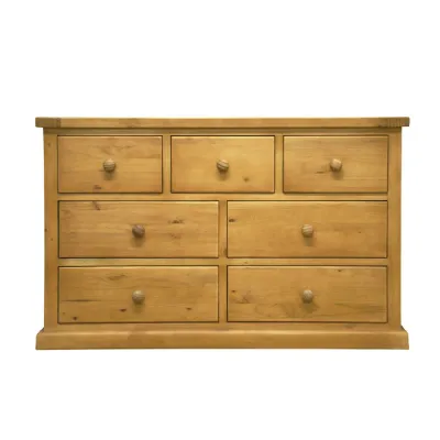 Traditional Natural Solid Pine Bedroom 3 Over 4 Chest of Drawers