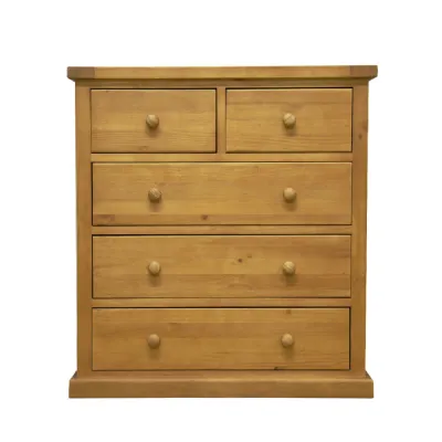 Traditional Style Natural Solid Pine 2 Over 3 Chest of Drawers