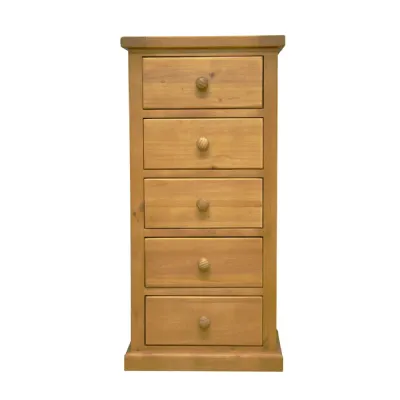 Classic Solid Pine Tall 5 Drawer Chest of Drawers