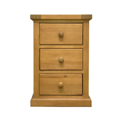 Traditional Style Natural Solid Pine 3 Drawer Bedside Cabinet