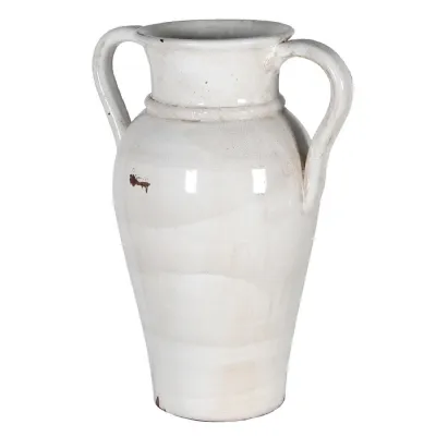 Cream Distressed Tall Urn Vase
