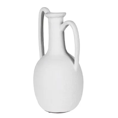 White Twin Handled Textured Vase