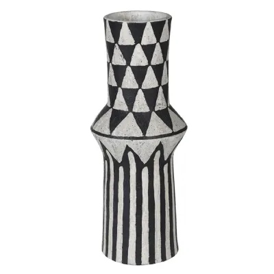 Black and White Tribal Stripe Vase