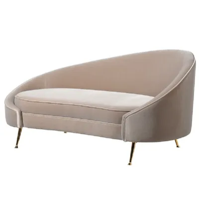Mink Velvet Curve Chaise Lounge
