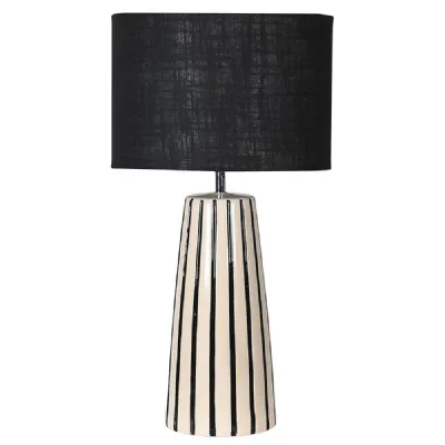 Blk Crm Stripe Lamp With Shd